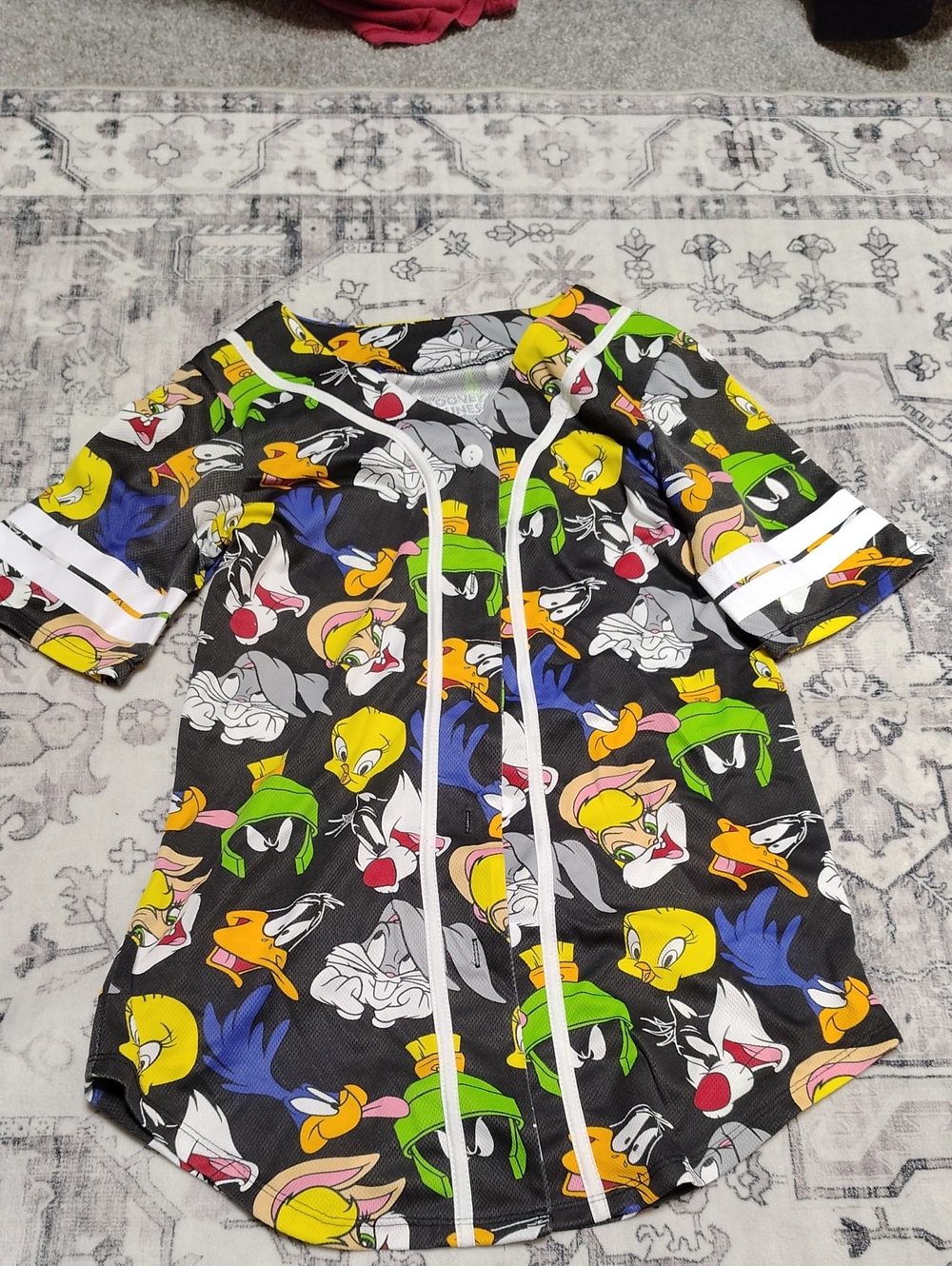 Warner Bros. Black Cartoon Character Baseball Jersey